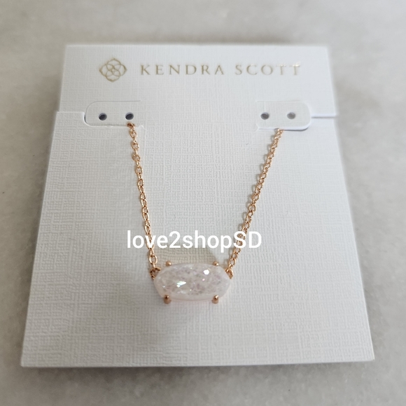 Kendra Scott Iridescent Drusy Rose Gold Ever necklace NWT - Picture 2 of 3